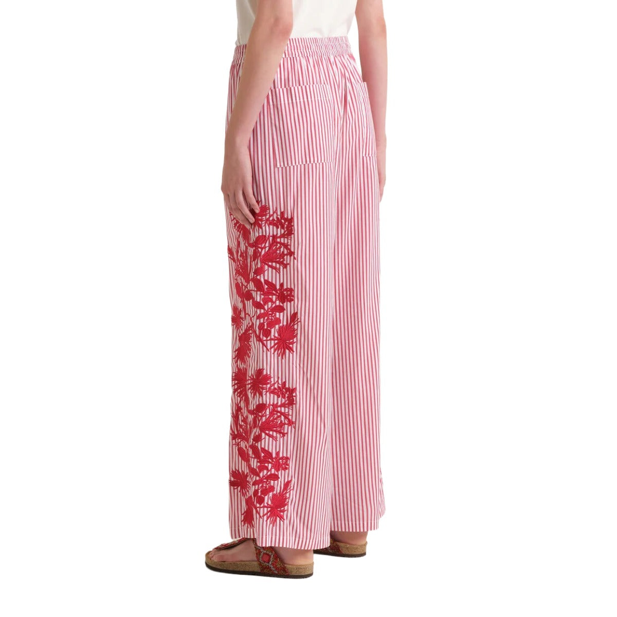 STRIPED FLEUR TROUSERS
