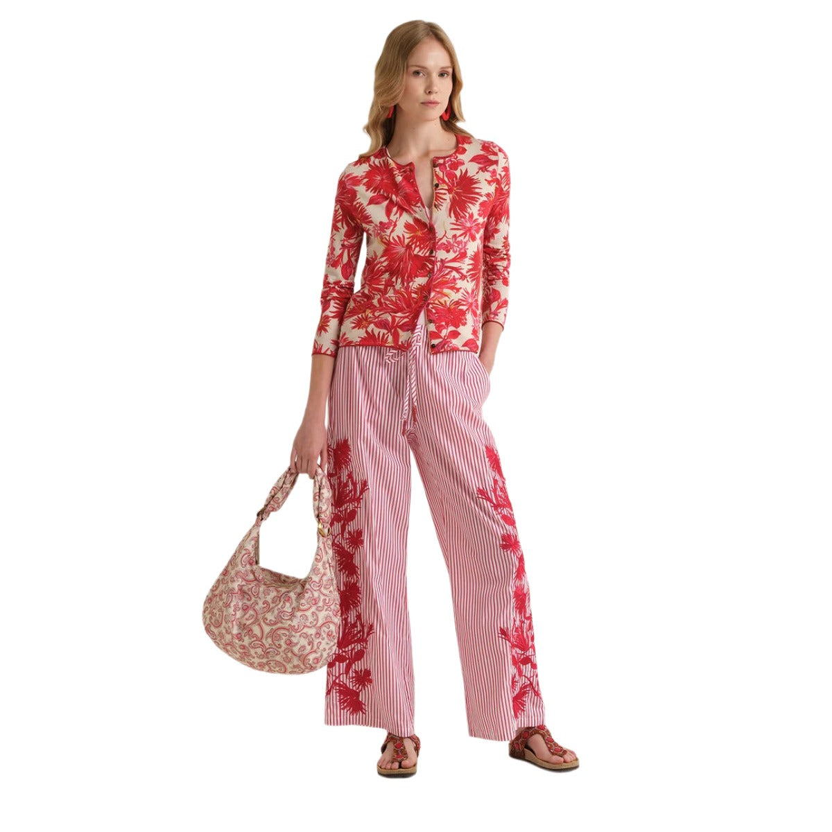 STRIPED FLEUR TROUSERS